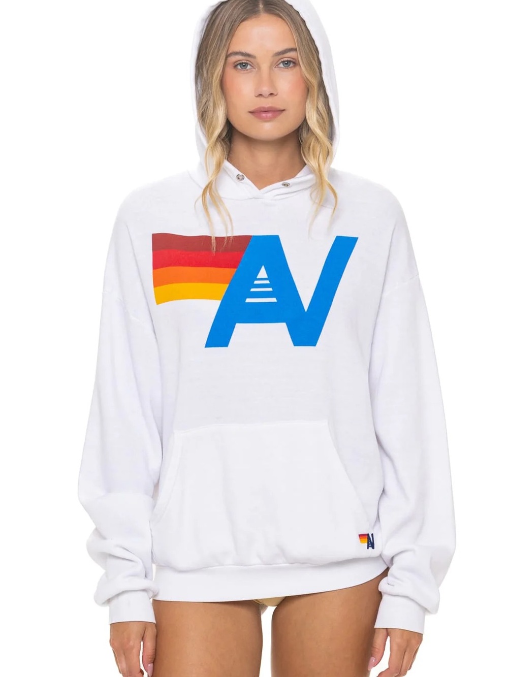 Aviator Nation White Hoodie with Colorful 'AV' Logo - Picture 10 of 14